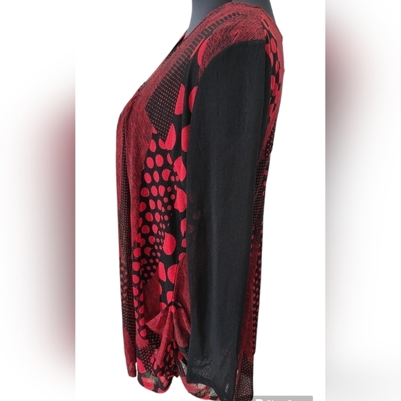 CREATION Red Polka Dot & Sheer Tunic Top Size Small NWT - Picture 4 of 9